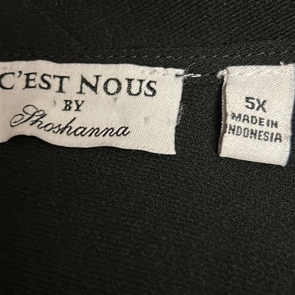 ❣️C’est Nous Tan Trim Black Crepe Office Career Casual Church Dinner Party Dress - Picture 9 of 12